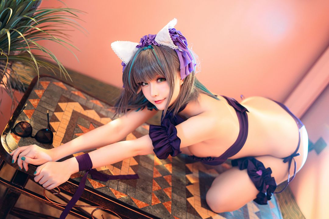 [COS写真]星之迟迟–R-Maid《柴郡泳装》插图1